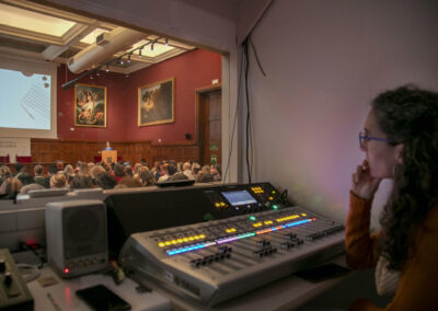 Operator at Aula Magna during Daiga Kuzmane's (EUF) presentation